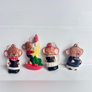 Handmade 1983 Christmas Mouse Ornament Set of 4 Choir Holiday Vintage